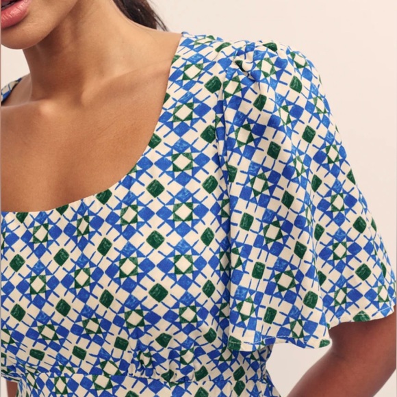 Blue Geometric Midi Dress - Picture 6 of 9